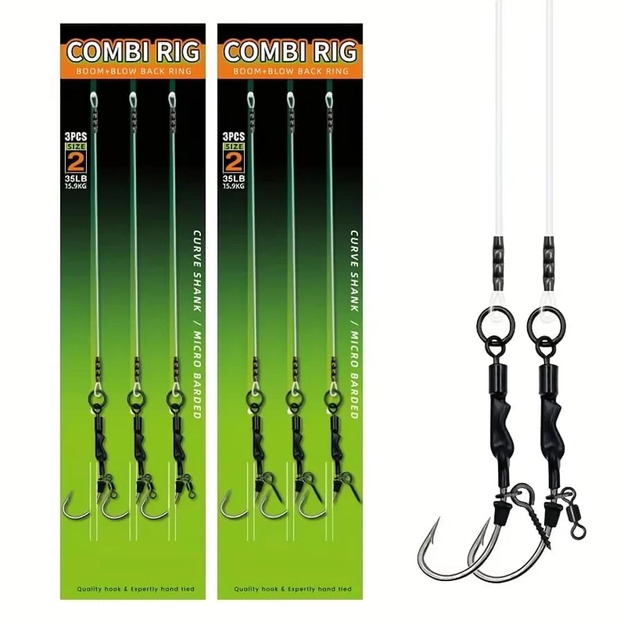 3 bobines fluorocarbone 100% avec émerillon roulant pour montages carpe - Combi rig et hair rigs