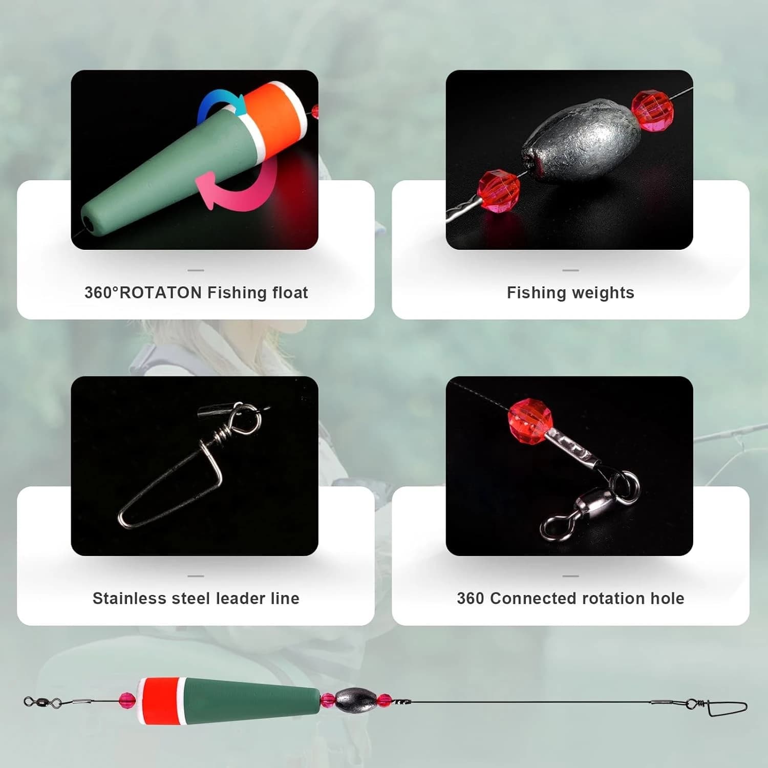 4 flotteurs à cliquetis pour pêche mer et eau douce - Popping corks colorés 2 à 5 pouces