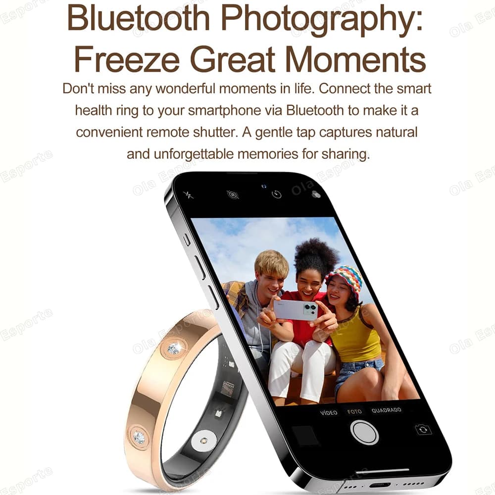 Bague connectée étroite 6.3mm mesure fréquence cardiaque stress IP68 étanche sport mode homme femme