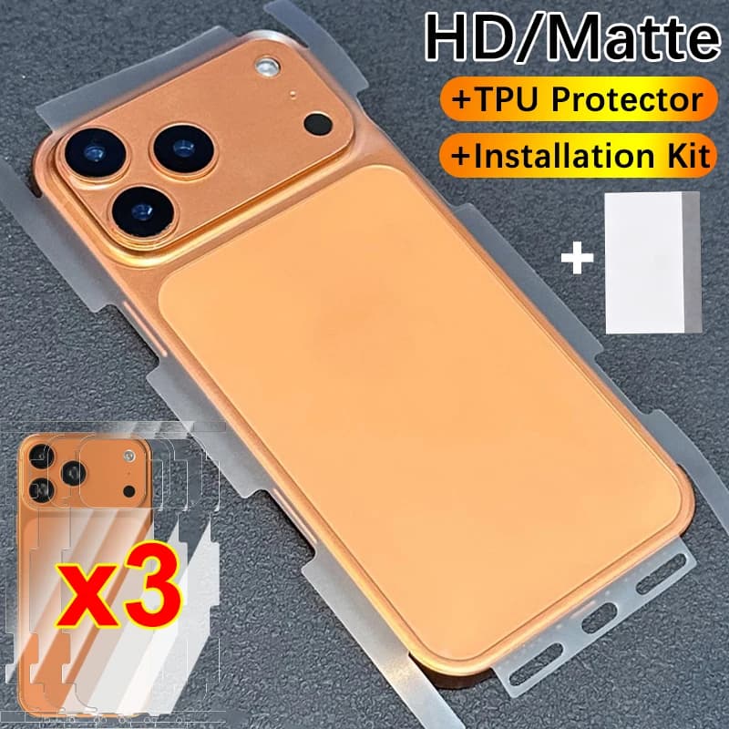 Film hydrogel TPU mat/HD pour iPhone 17 16 Pro Max - protection anti-rayures pêche