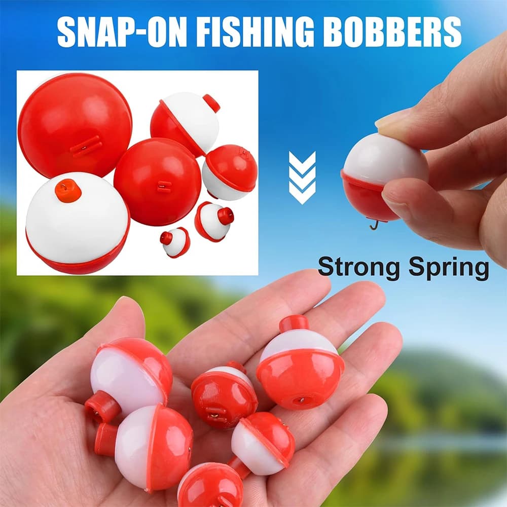 7 flotteurs ronds à clipser pêche 0.5-2.5 pouces bouton poussoir