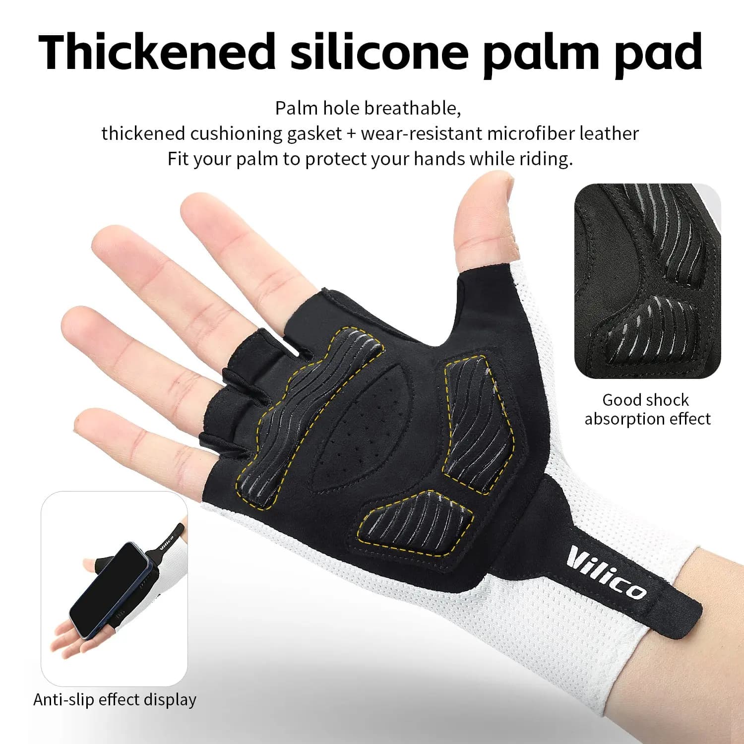 Gants vélo doigts coupés été anti-dérapants cyclisme route VTT sport course légers