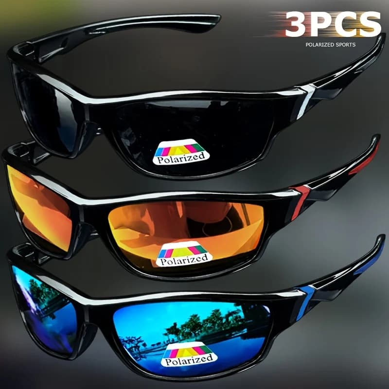 Pack lunettes sport vintage pêche - 1/3 paires UV400 anti-éblouissement running vélo montagne