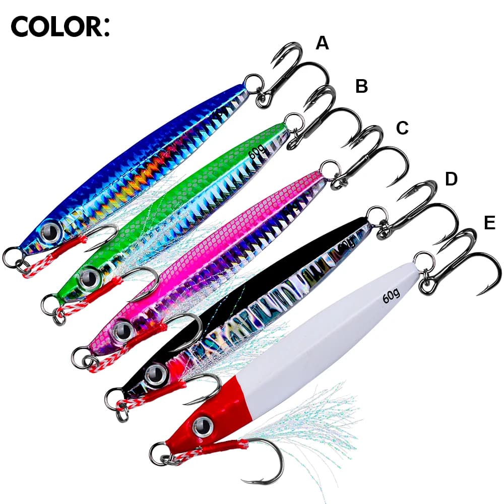 Jig métal PROBEROS 10-60g avec yeux 3D - Leurre bionique pour pêche du bord en mer et surfcasting