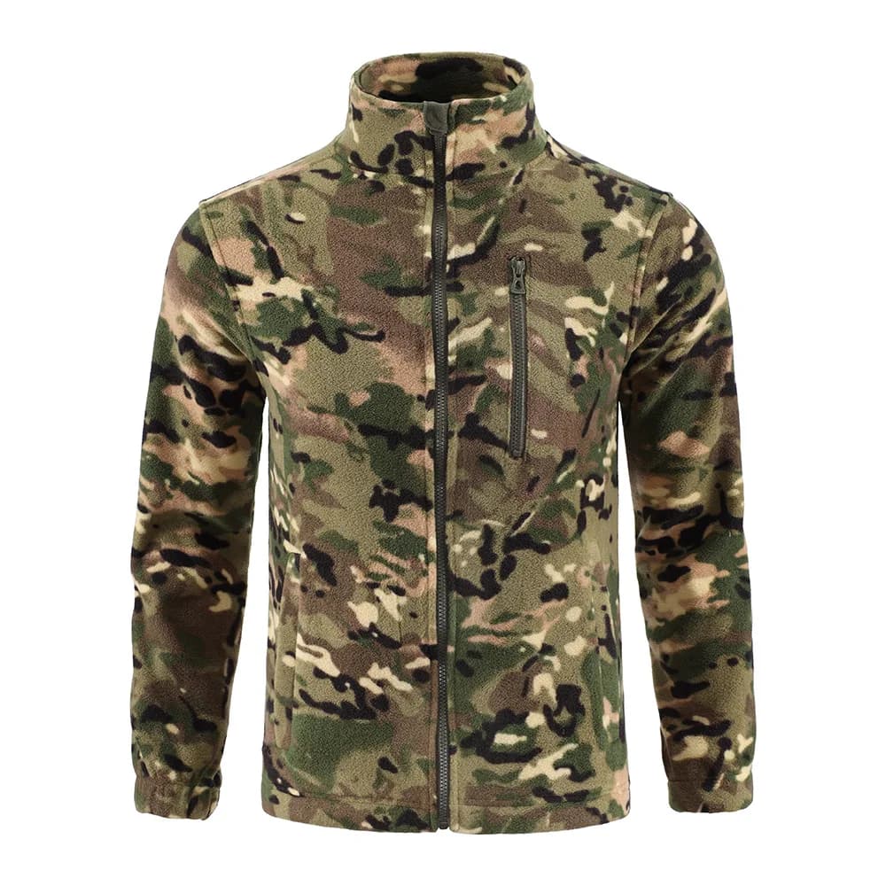 Veste camouflage extérieur polaire double face pour pêche et randonnée - Confort chaud