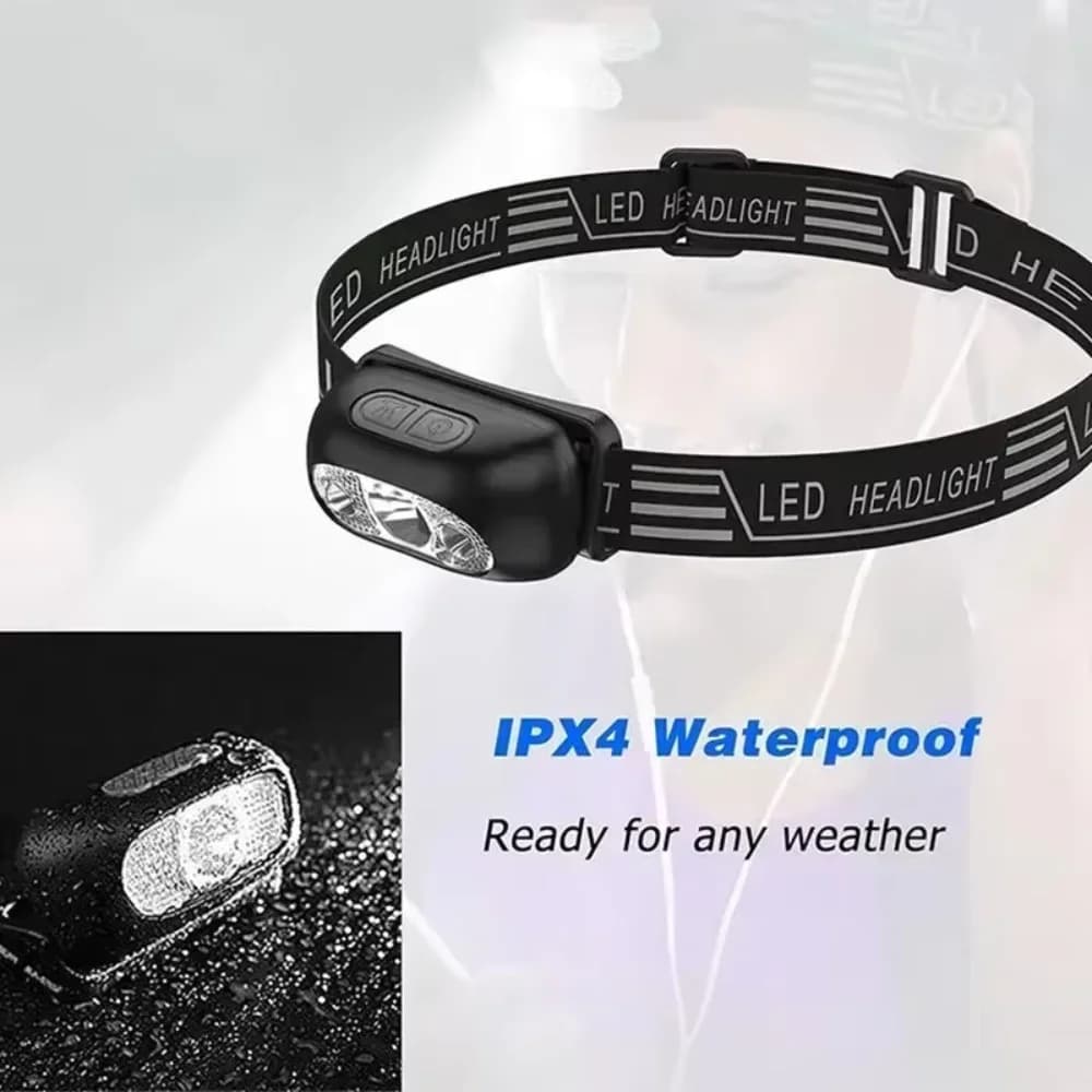 Lampe frontale LED HOMEFISH rechargeable détecteur de mouvement pêche camping étanche