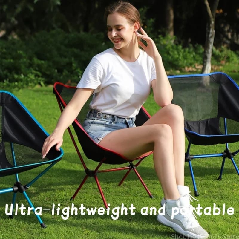 Chaise pliante ultra-légère pêche camping aluminium lune inclinable loisirs extérieur TINSOL