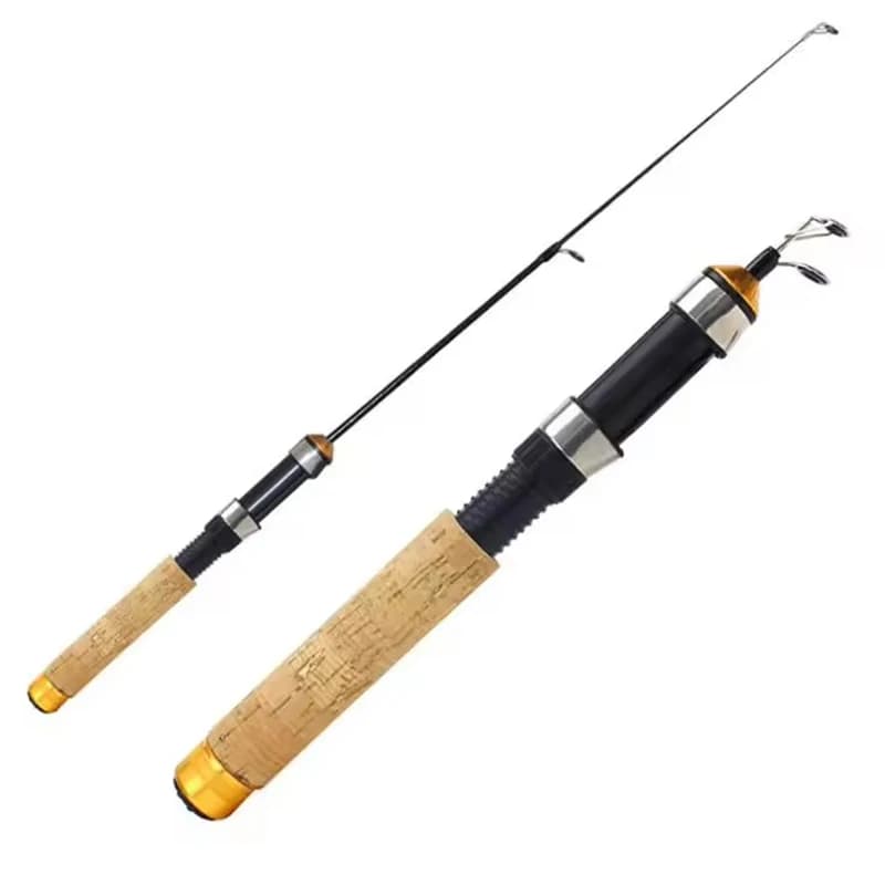 Mini canne télescopique crevettes 60cm carbone pour pêche glace et précise - Ultra compacte