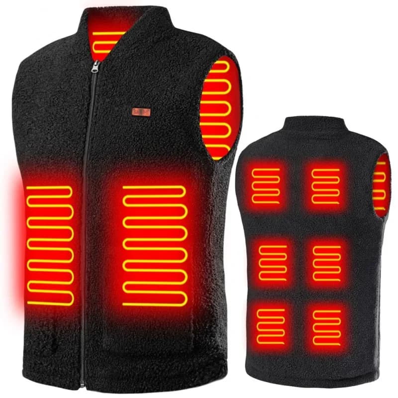 Veste chauffante USB hiver sans manches 3 températures réglables pour sport extérieur lavable