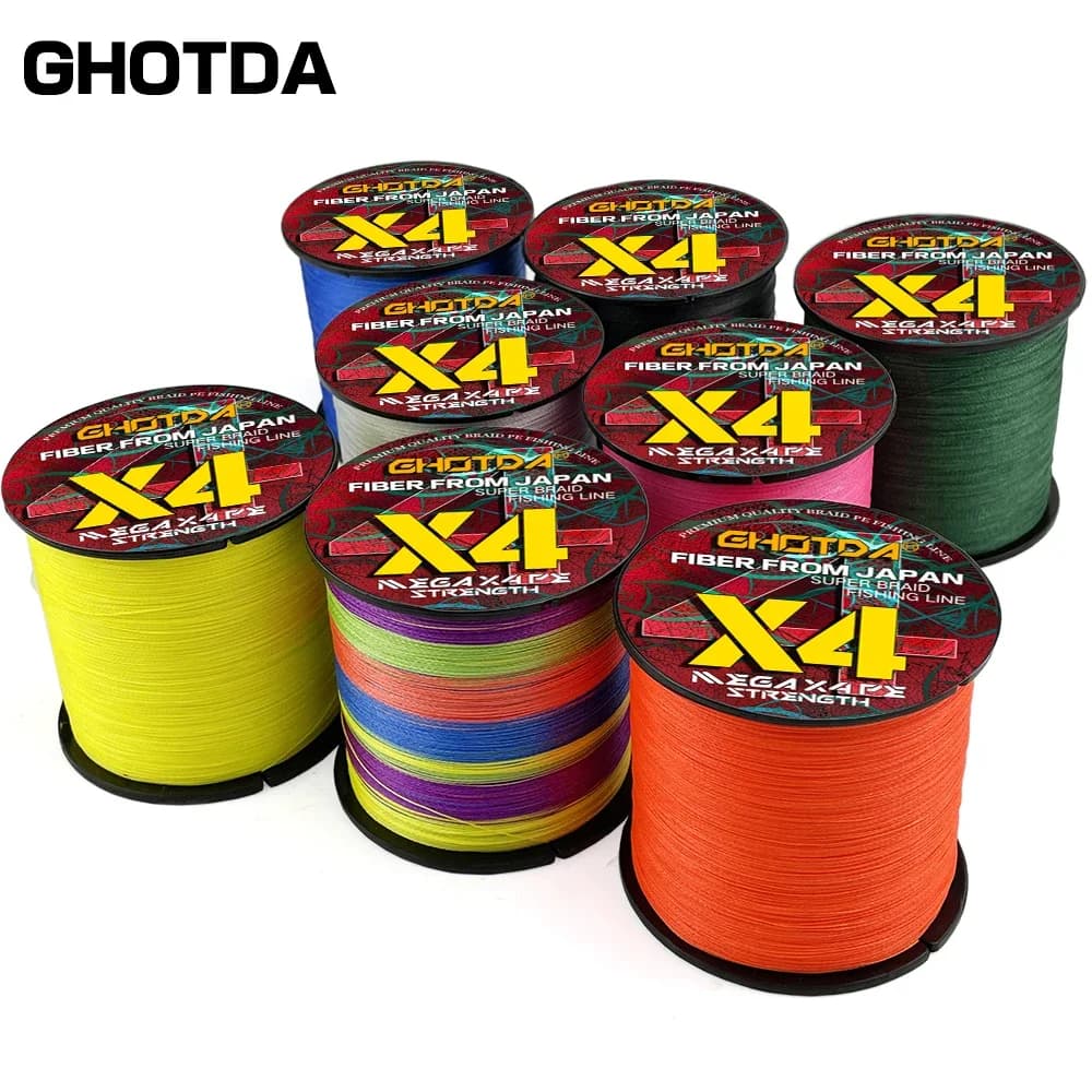 Ligne de pêche tressée GHOTDA 4 brins 300m PE multifilament extrême résistance pour spinning mer et carpe