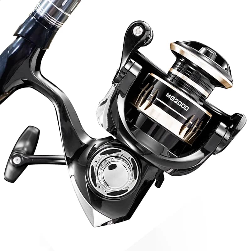Moulinet de pêche spinning Rooblinos MG pour eau douce et mer, cadre métal ultraléger et roulement fluide haute vitesse