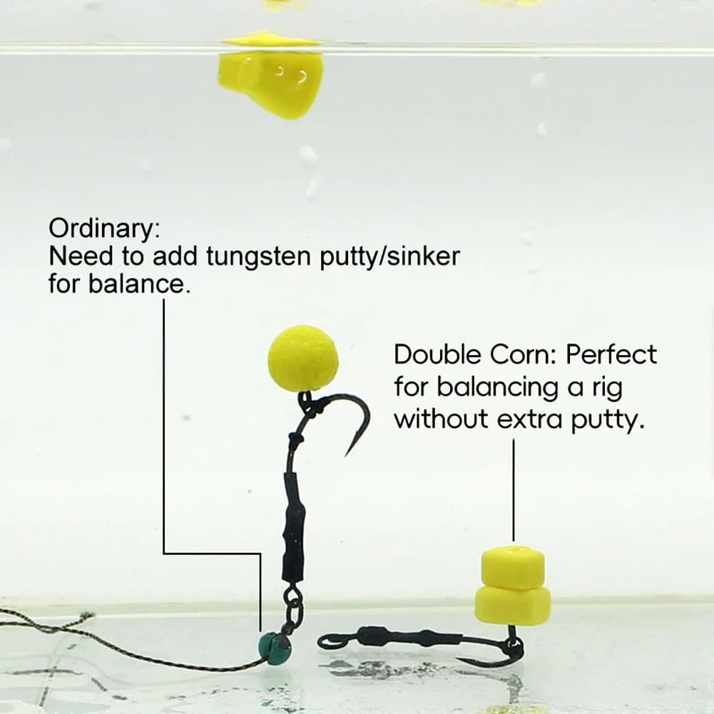 10 perles flottantes double maïs style européen - appâts silicone à descente lente pour carpe