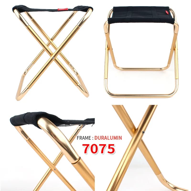 Tabouret pliant grand format aluminium 7075 portable barbecue pêche camping randonnée