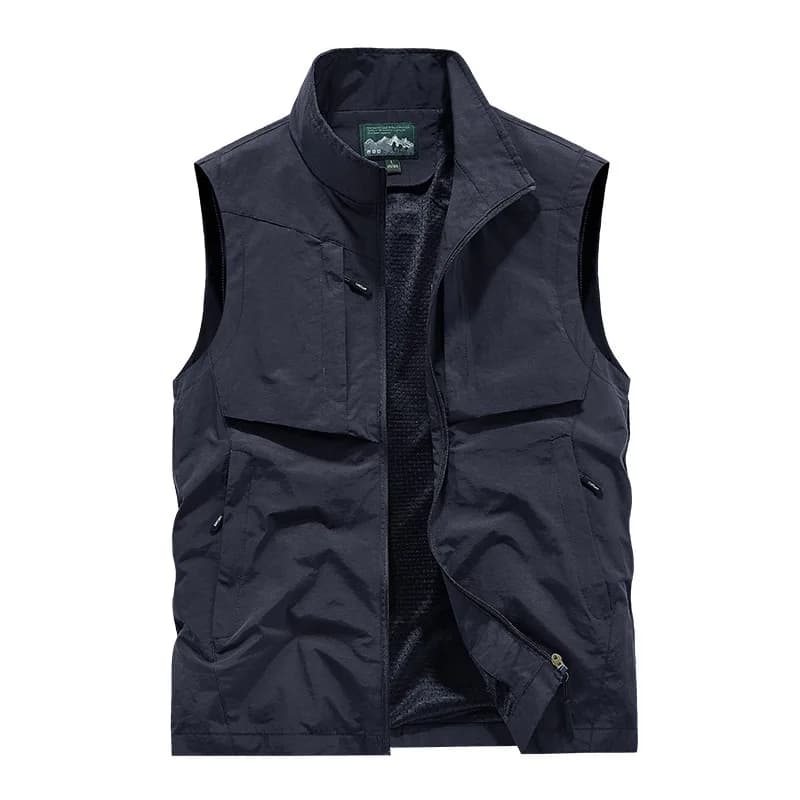 Veste de pêche sans manches homme été léger respirant mesh avec poches cargo sportswear