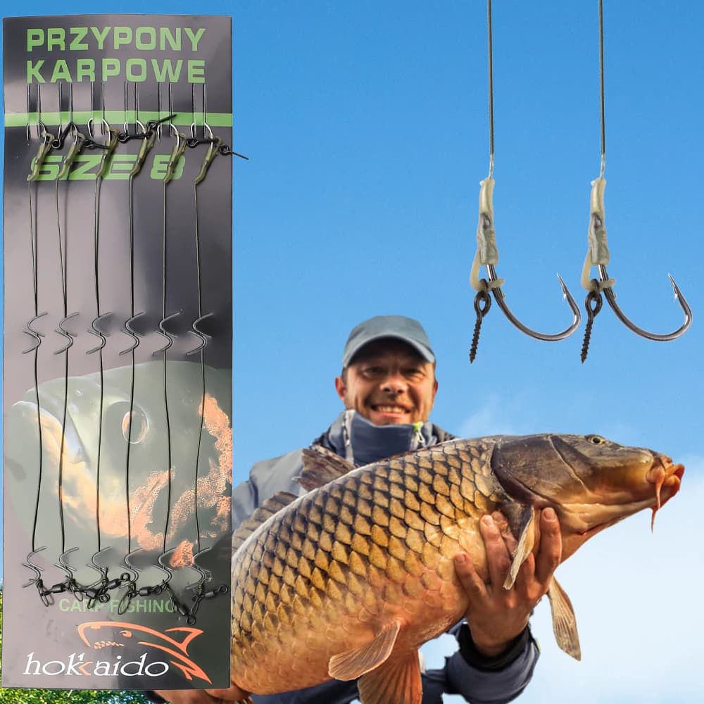 Hameçons FTK pour pêche de la carpe avec vis à appâts - 6 pièces courbées robustes