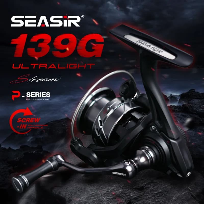 Moulinet de pêche spinning SEASIR Stream 139g ultraléger, frein 6kg et roulements 5+1 pour pêche sportive