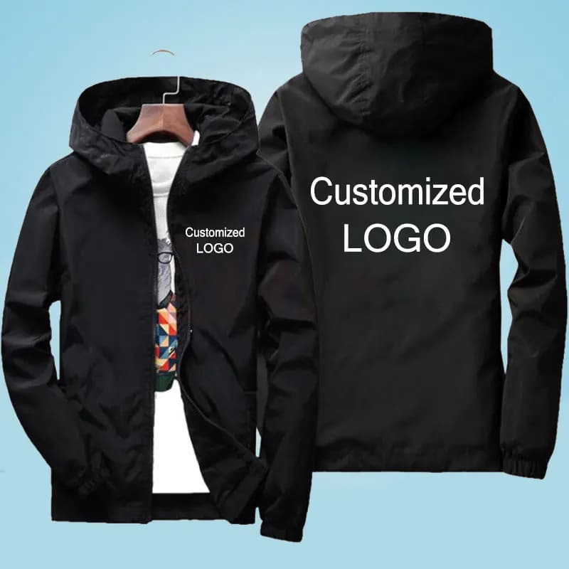 Veste légère à capuche personnalisable - Printemps automne coupe-vent décontractée pour homme