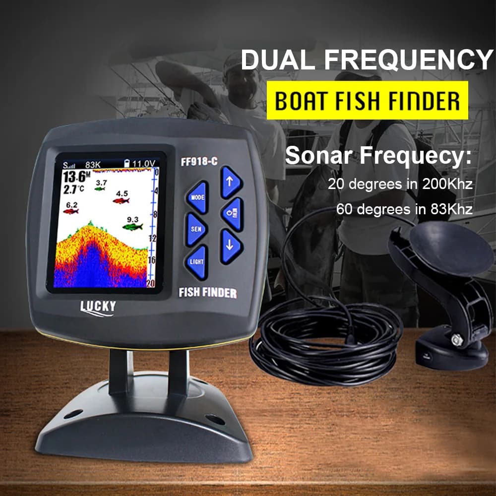 Finder pêche filaire FF918-C100DS écran couleur double fréquence 100m profondeur bateau sonar