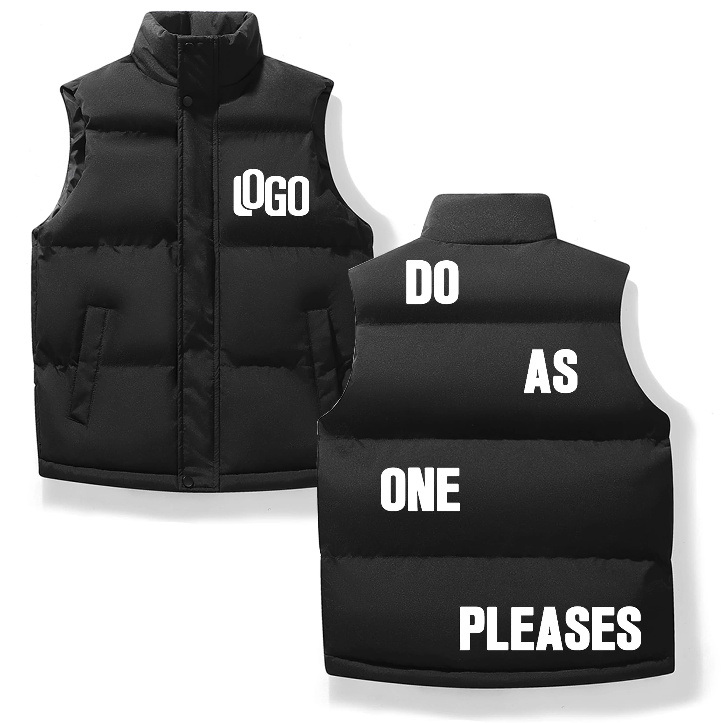 Veste sans manches légère doudoune homme personnalisable logo hiver zip poches manteau