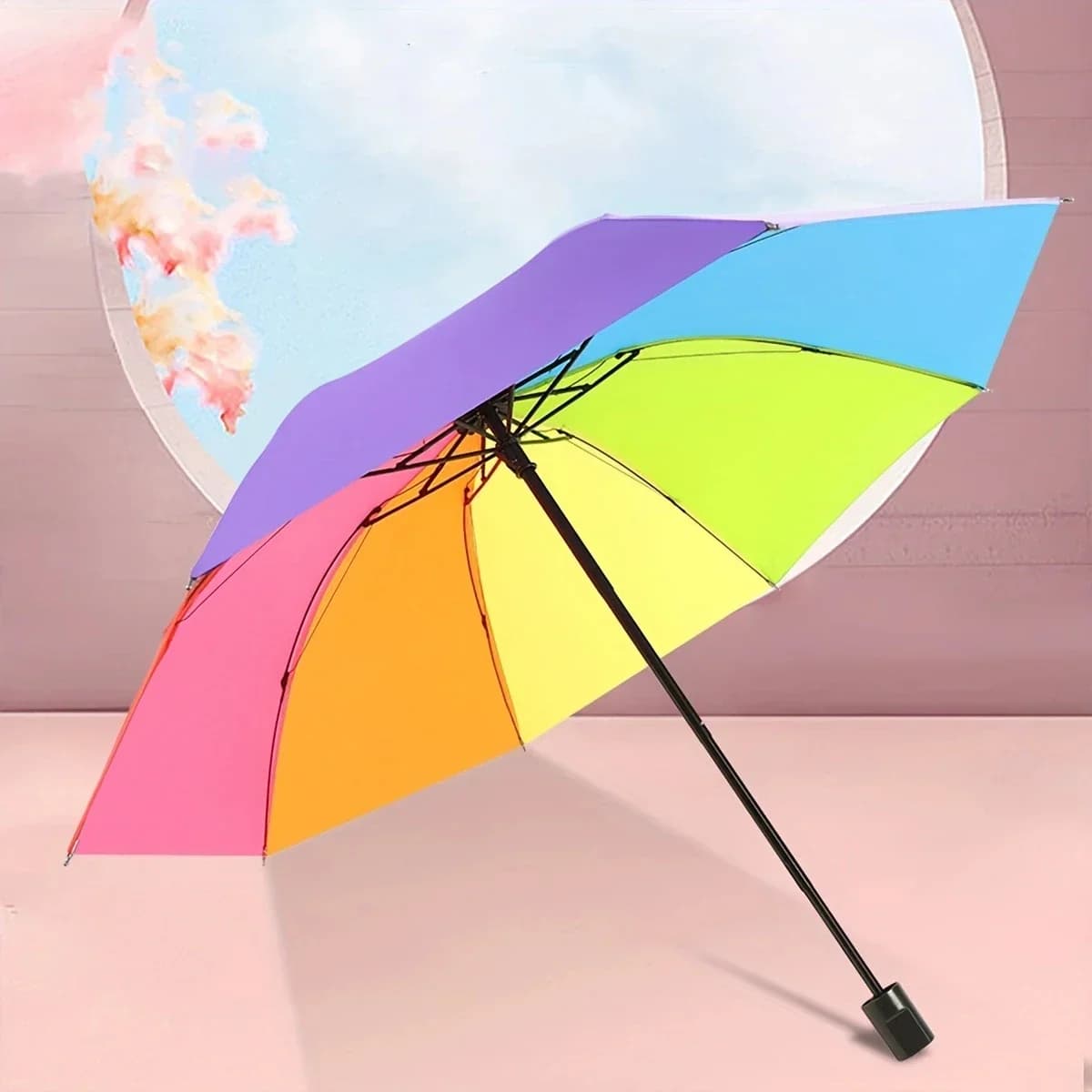 Parapluie pliable arc-en-ciel Wonder - Compact et stylé pour déplacements de pêche