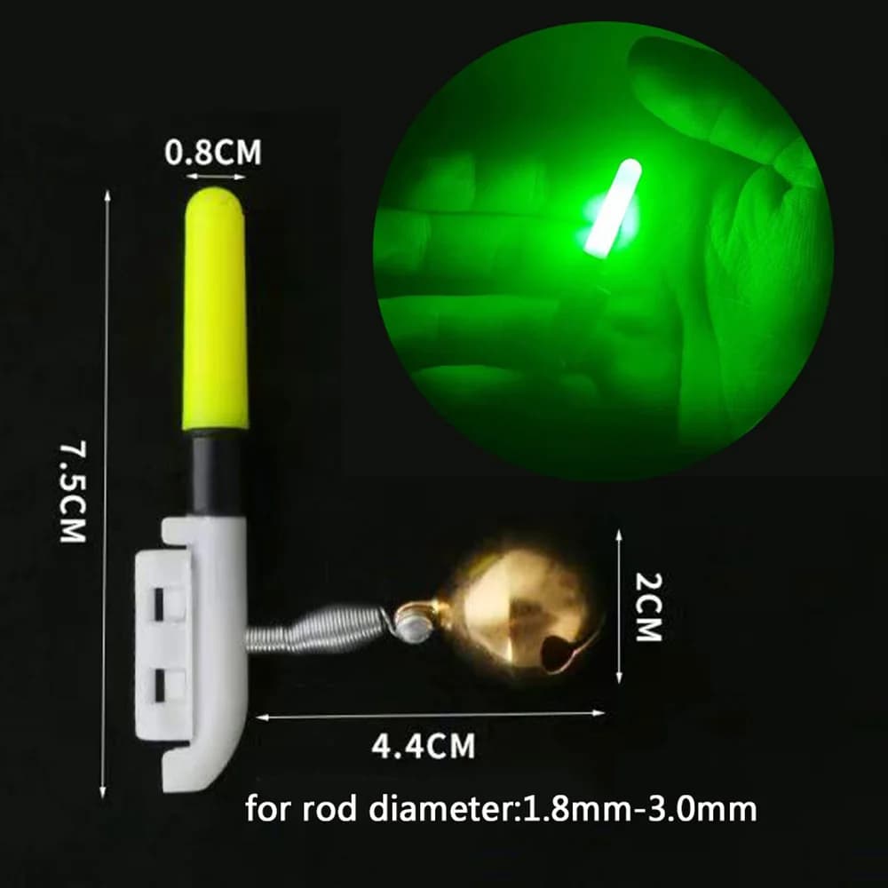 Lampe de pêche LED CR425 avec bâton lumineux, flotteur et clochette, batterie lithium 3.6V rechargeable USB