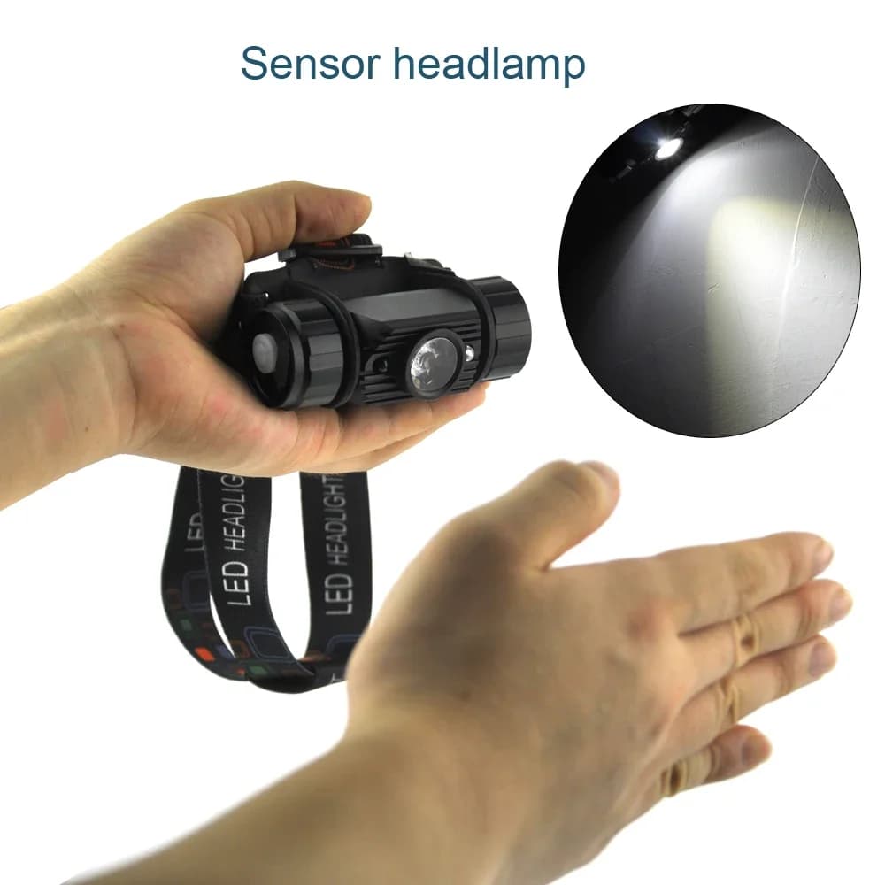 Lampe frontale pêche BORUiT 020 détecteur mouvement 1000LM rechargeable Type-C étanche chasse