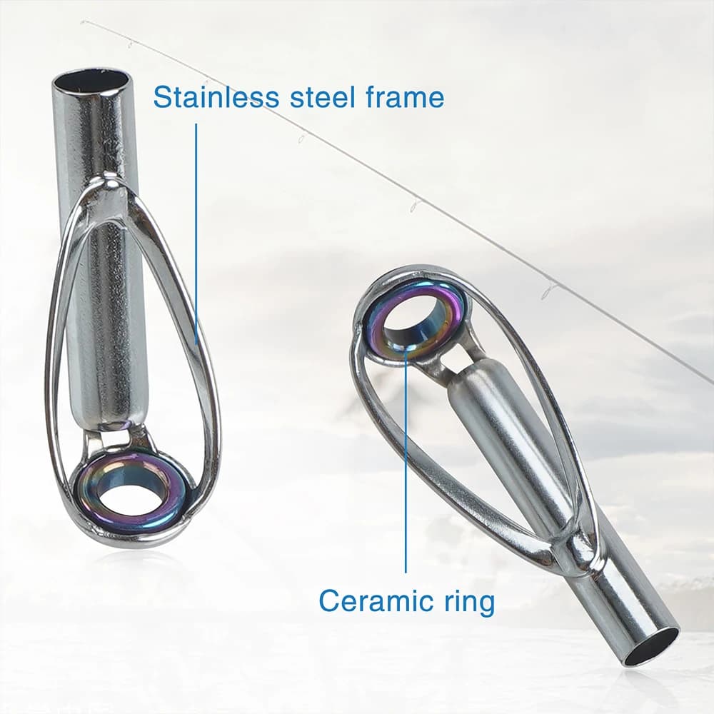 Kit réparation 7/14 guides canne pêche cadre inox anneau céramique bricolage matériel pêche remplacement