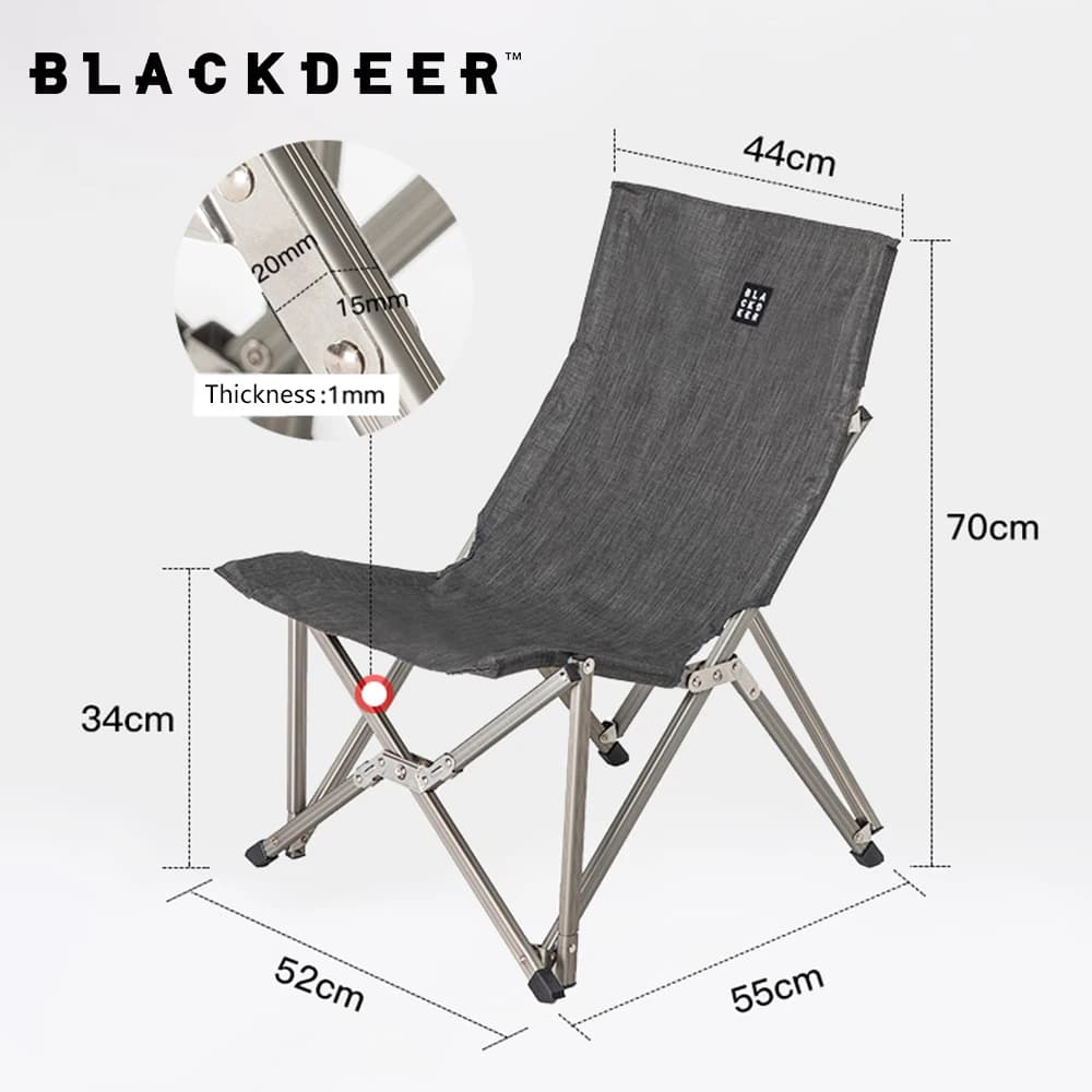 Chaise relax pliante Blackdeer en alliage d'aluminium pour pêche, plage et camping