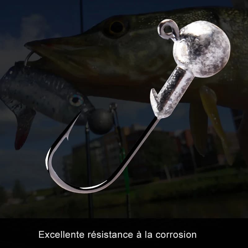 Tête plombée Jig MEREDITH 1g à 22g pour pêche du brochet et leurres