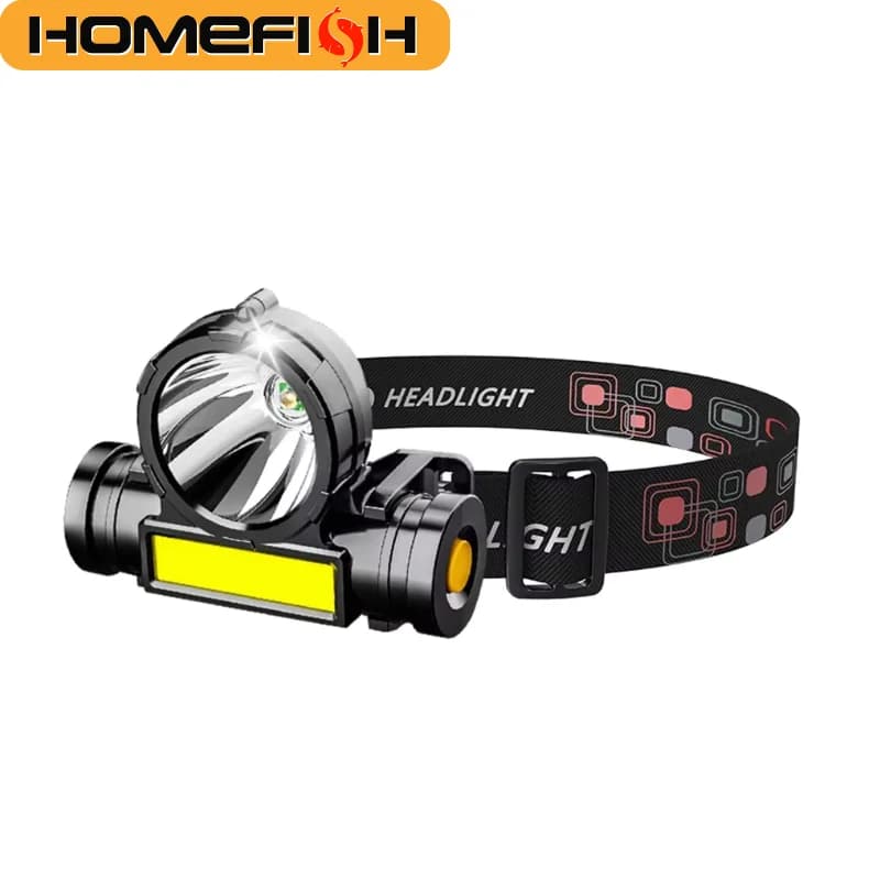 Lampe frontale HOMEFISH LED étanche rechargeable USB pour pêche et camping