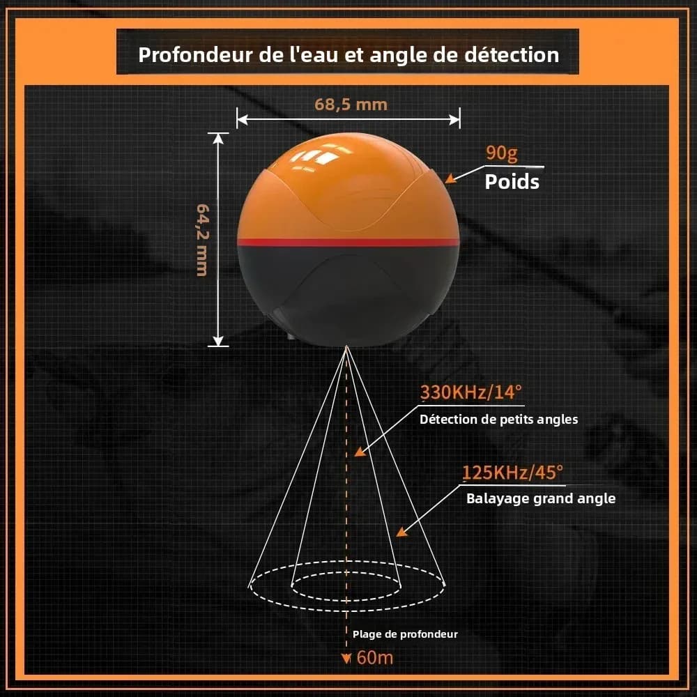 Erchang F68 Sondeur WiFi 100m pour iOS Android - Échosondeur Sans Fil Pêche Mer Lac