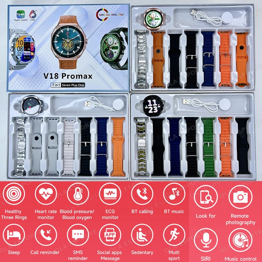 Montre connectée 2025 unisexe pour pêche : monitoring santé, étanche, appels, compatible Android iOS