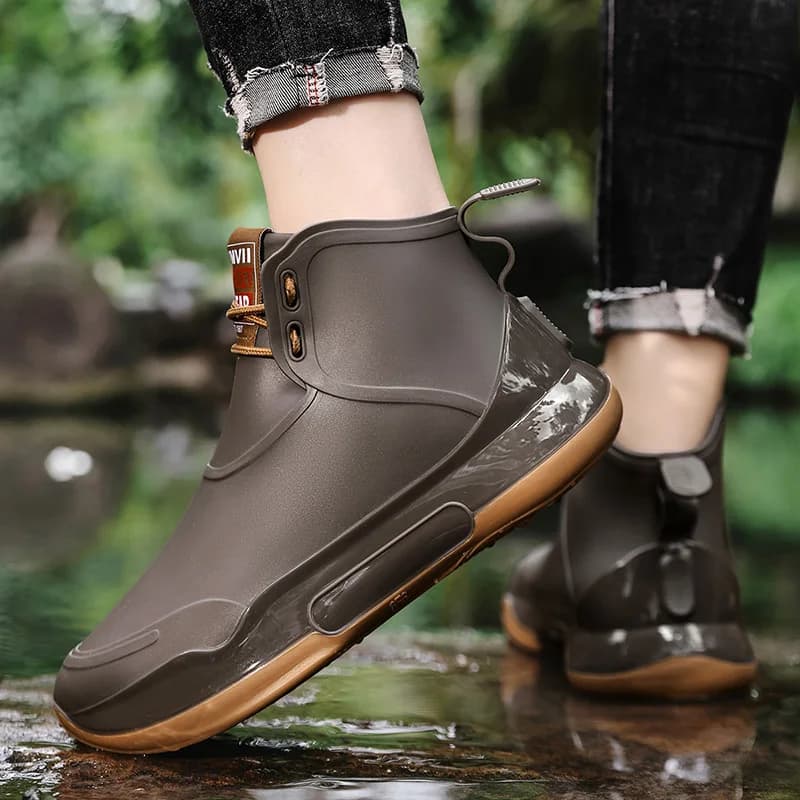Bottes caoutchouc cheville homme femme pluie imperméables pêche travail jardin cuisine mode anti-dérapage