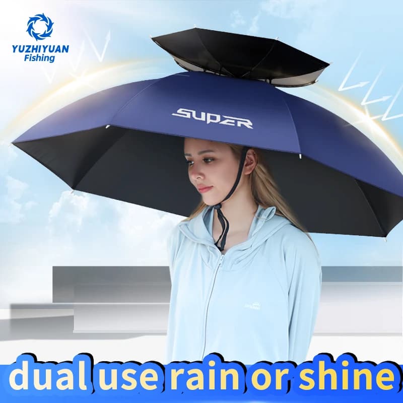 Chapeau parapluie YUZHIYUAN pliable UPF 50+ mains libres pour pêche jardin protection UV