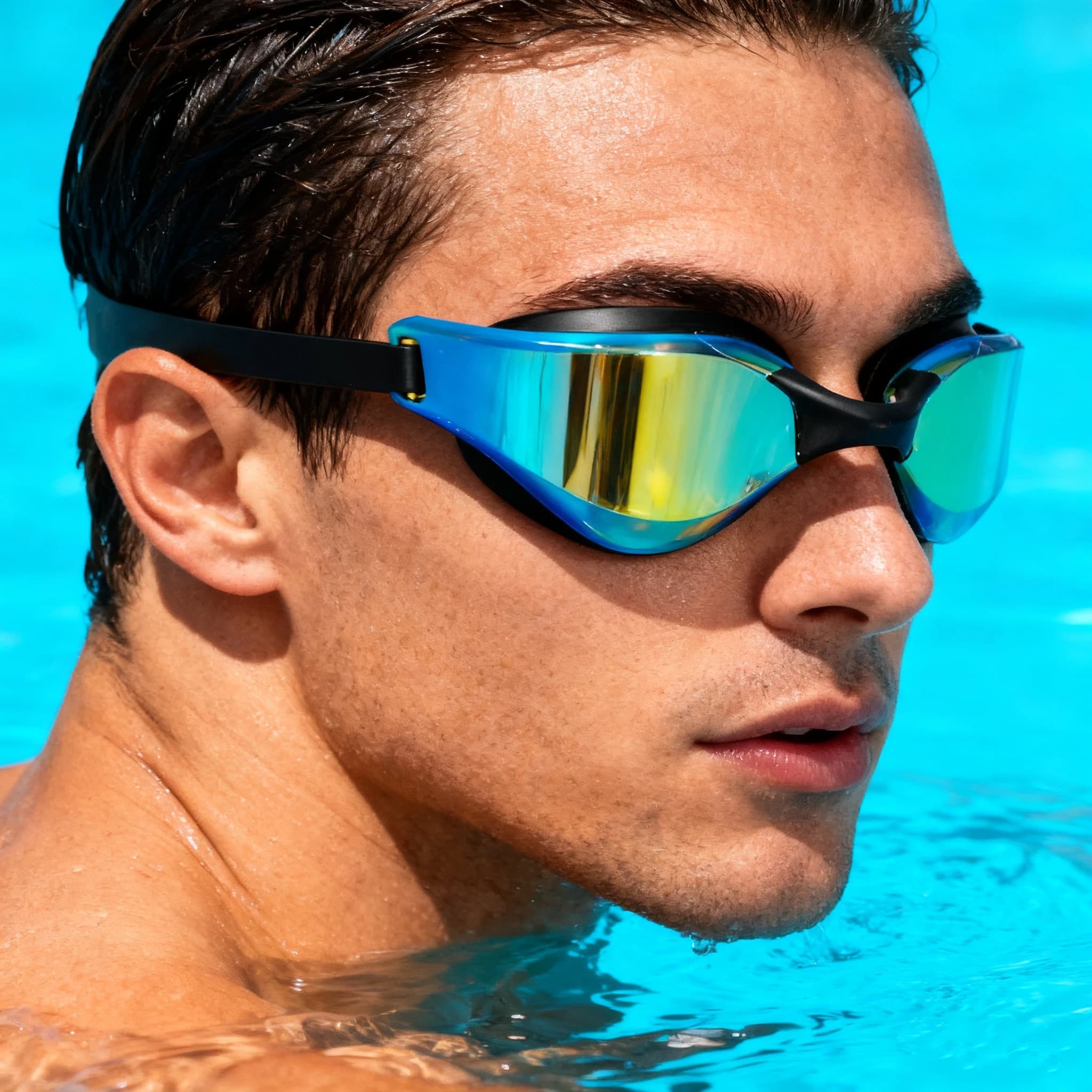 Lunettes de natation compétition adultes haute définition étanches anti-buée grand angle réglables