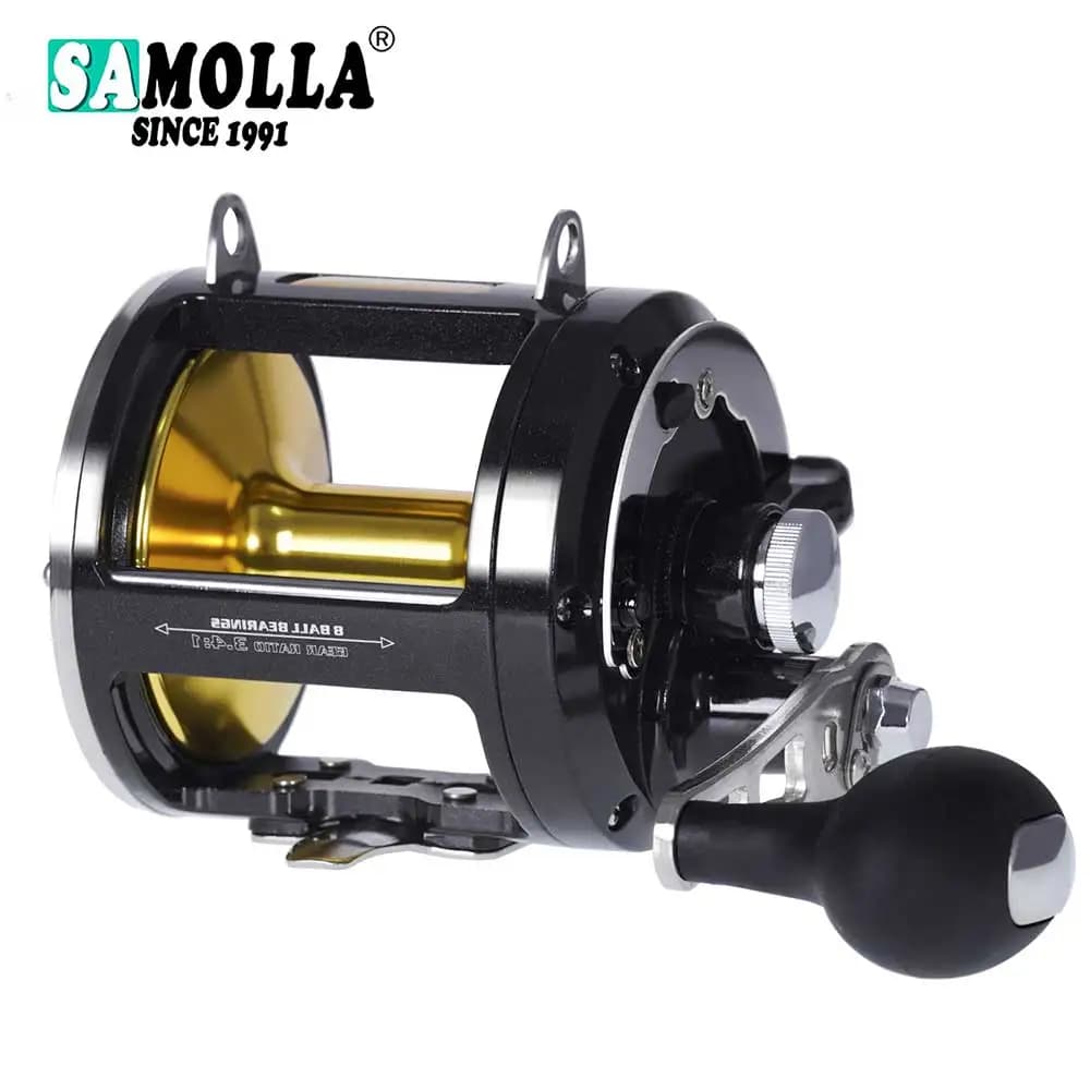 Moulinet de pêche traîne SAMOLLA alliage aluminium drague 30KG pour pêche en mer bateau