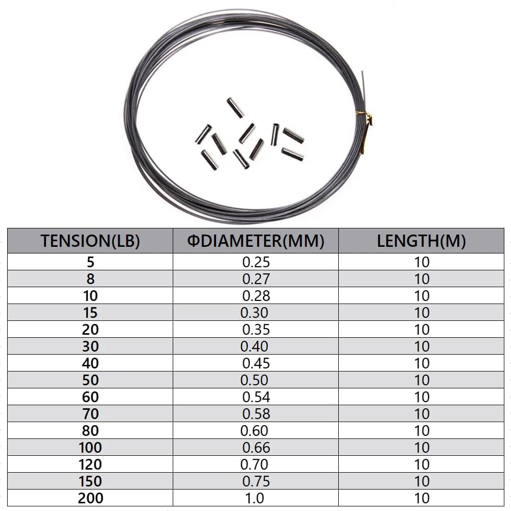 Fil d'acier tressé nylon 7 brins 5 à 200 lb pour ligne de pêche mer et jigging