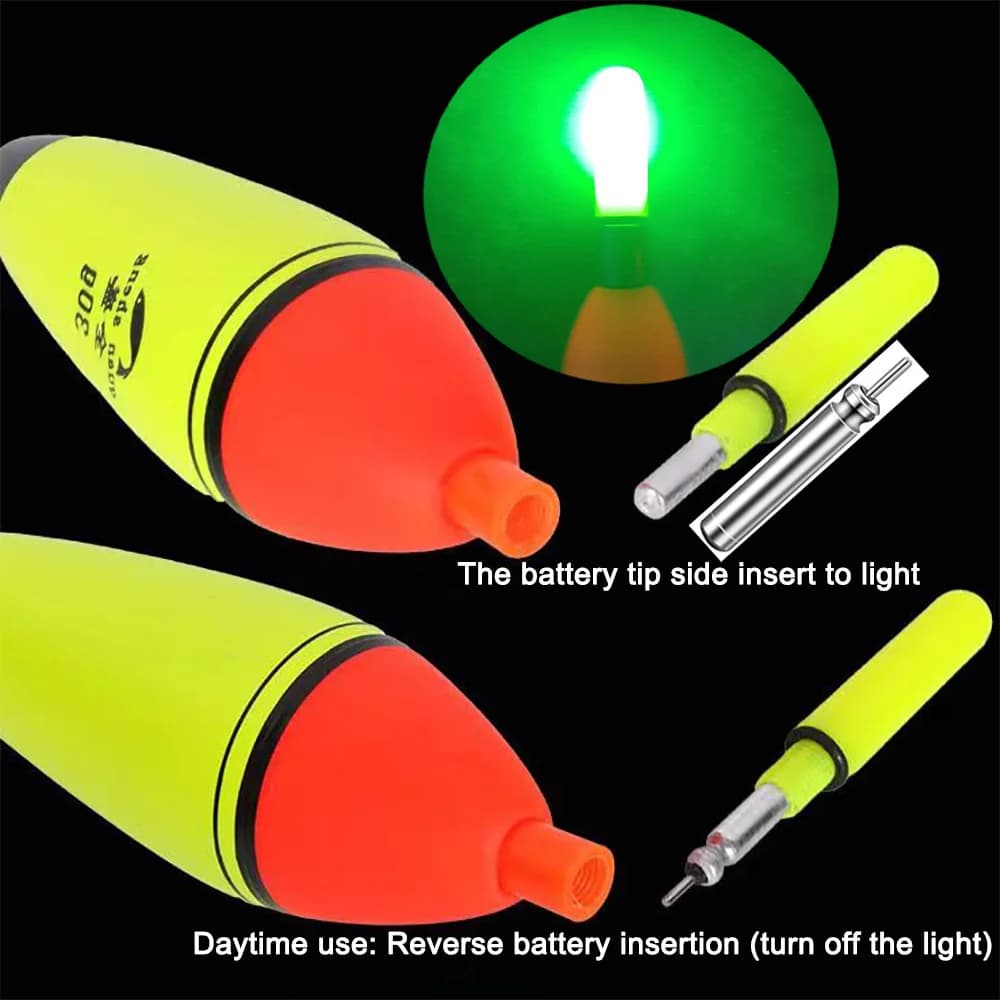 Flotteur de pêche lumineux 5g-100g avec chargeur USB - Bouée LED verticale pour pêche jour et nuit en mer
