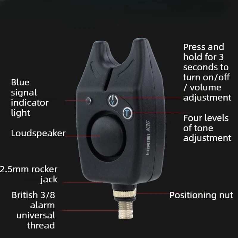 Détecteur de touches pour pêche à la carpe avec LED - Alarme réglable volume et sensibilité pour pêche nocturne