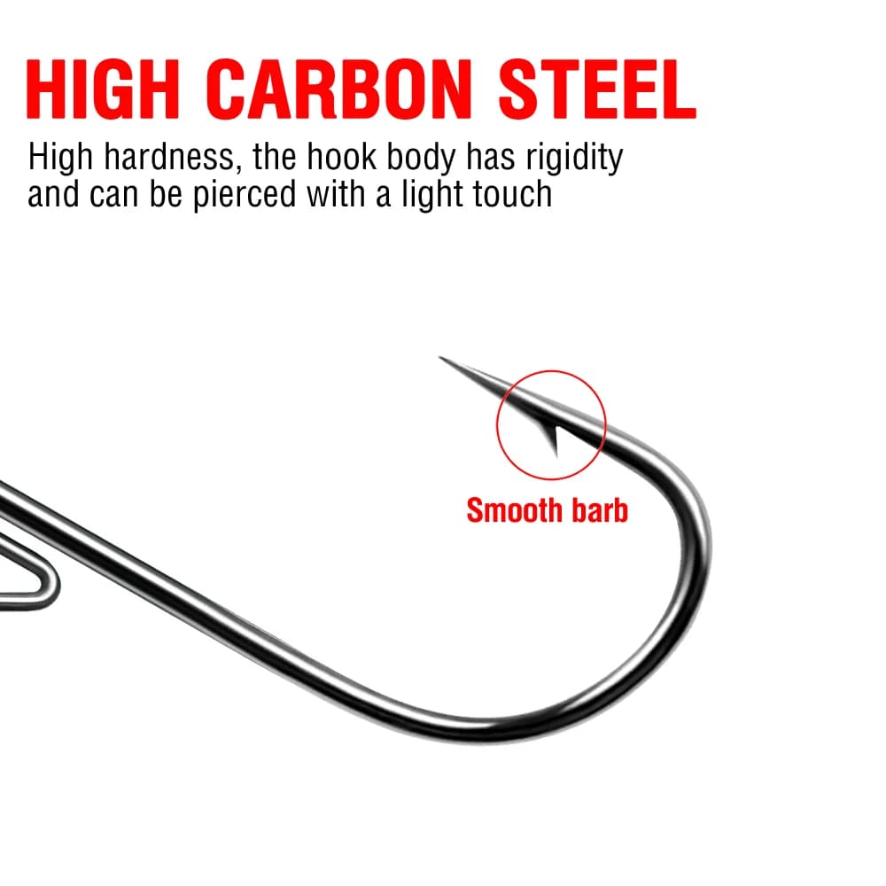 Hameçons Mushroom Head 20 pièces pour leurres souples Ned Rig 2.5g à 14g en acier haute teneur carbone