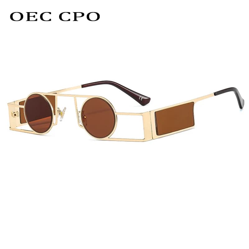 Lunettes de soleil rétro punk rondes métal steampunk UV400 pêche outdoor OEC CPO