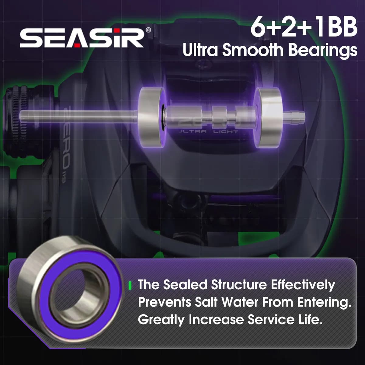 Moulinet casting Seasir ZERO119 BFS 119g carbone 4kg drag pour pêche ultra légère en rivière