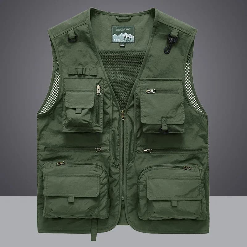 Veste de pêche estivale sans manches pour homme, multifonction avec poches et filet respirant
