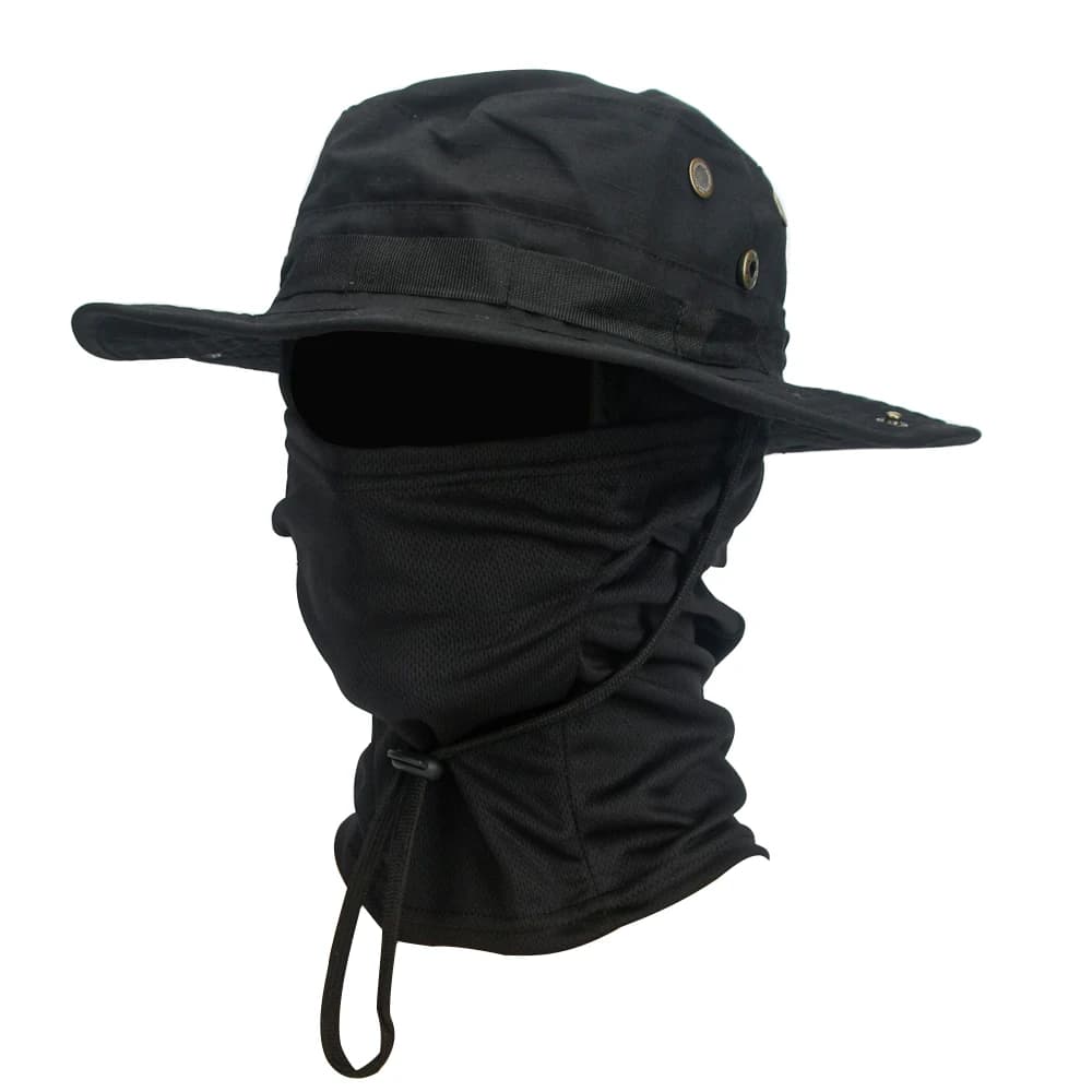 Set 2 pièces chapeau à large bord avec cagoule - Protection solaire mixte pour pêche, randonnée et camping