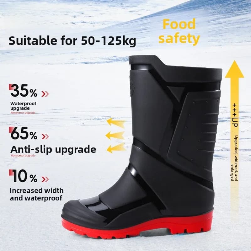 Bottes de pêche mi-mollet homme doublées polaire imperméables anti-dérapantes renforcées pour extérieur