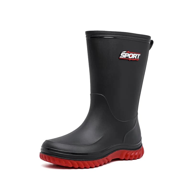 Bottes pluie homme style allemand pêche anti-odeur fourrées PVC toutes saisons cuisine