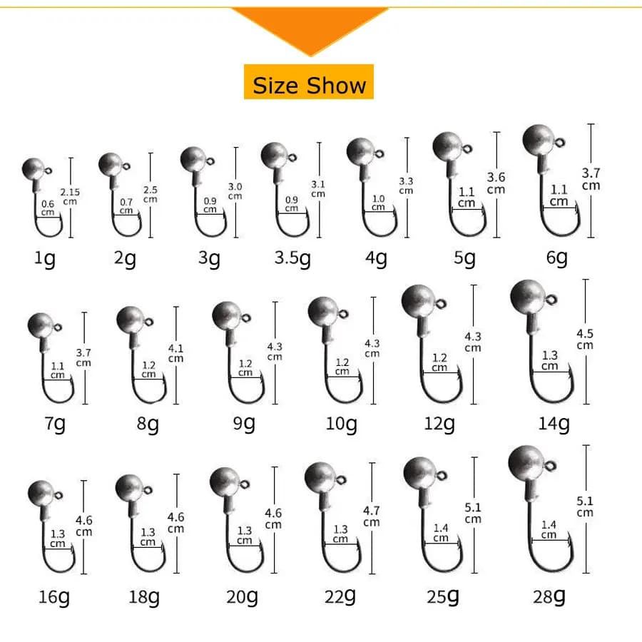 Têtes de jig MrLurion 30 pièces 1g-28g pour leurres souples - hameçons round head rigs fishing