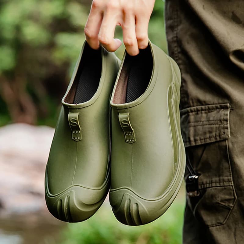 Bottes de pluie homme casual imperméables - Chaussures jardin isolées antidérapantes mode slip-on