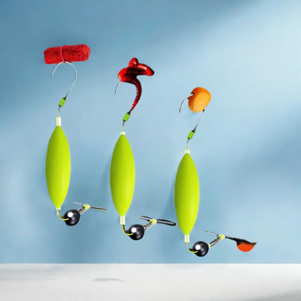 Kit de 3 hameçons anti-encrage pour la pêche à la carpe, montage avec cheveu et bascule automatique