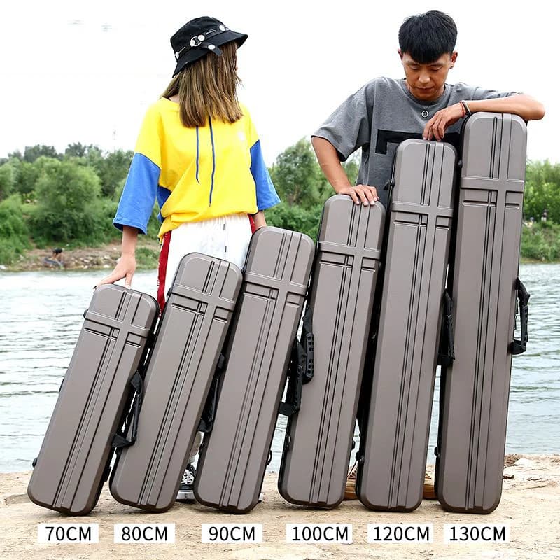 Étui rigide pour cannes à pêche 70-130cm avec coque renforcée et transport portable sécurisé